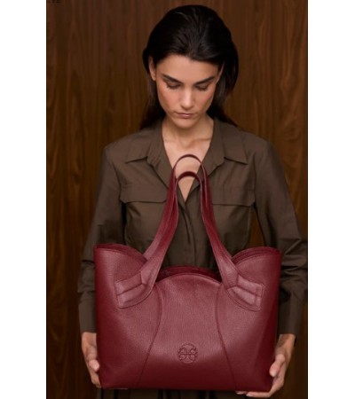 BONENDIS Tulip Δερμάτινη Tote Bag - Cherry Red