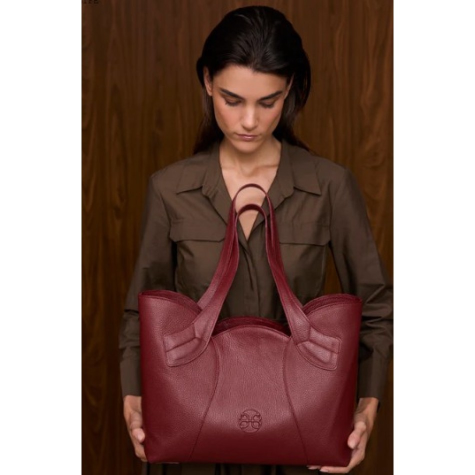 BONENDIS Tulip Δερμάτινη Tote Bag - Cherry Red