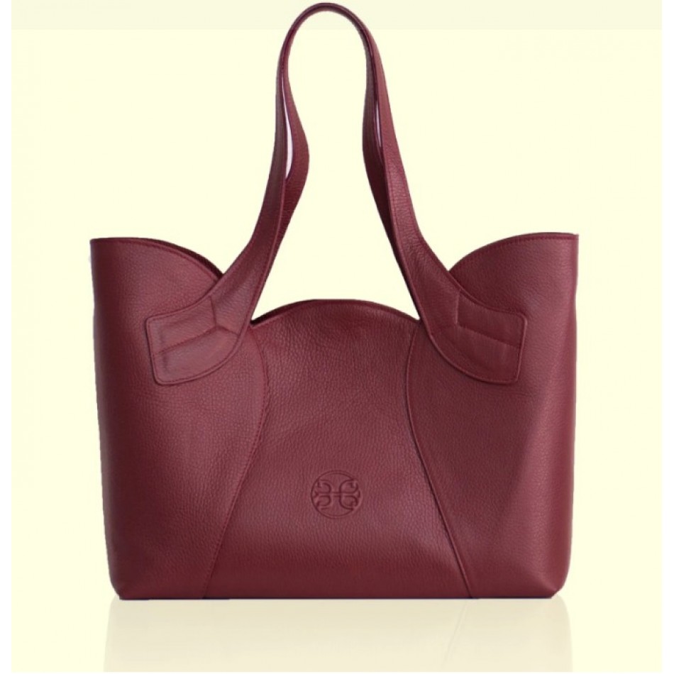 BONENDIS Tulip Δερμάτινη Tote Bag - Cherry Red