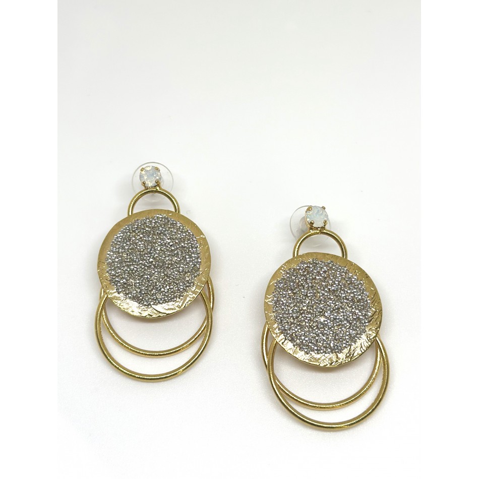 Χειροποίητα Σκουλαρίκια Mε Τρέσα Swarovski Επιχρυσωμένα N018