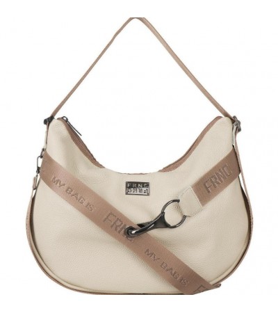 FRNC Γυναικεία Τσάντα Ώμου/Χιαστί Δερμάτινη Beige 3760BG