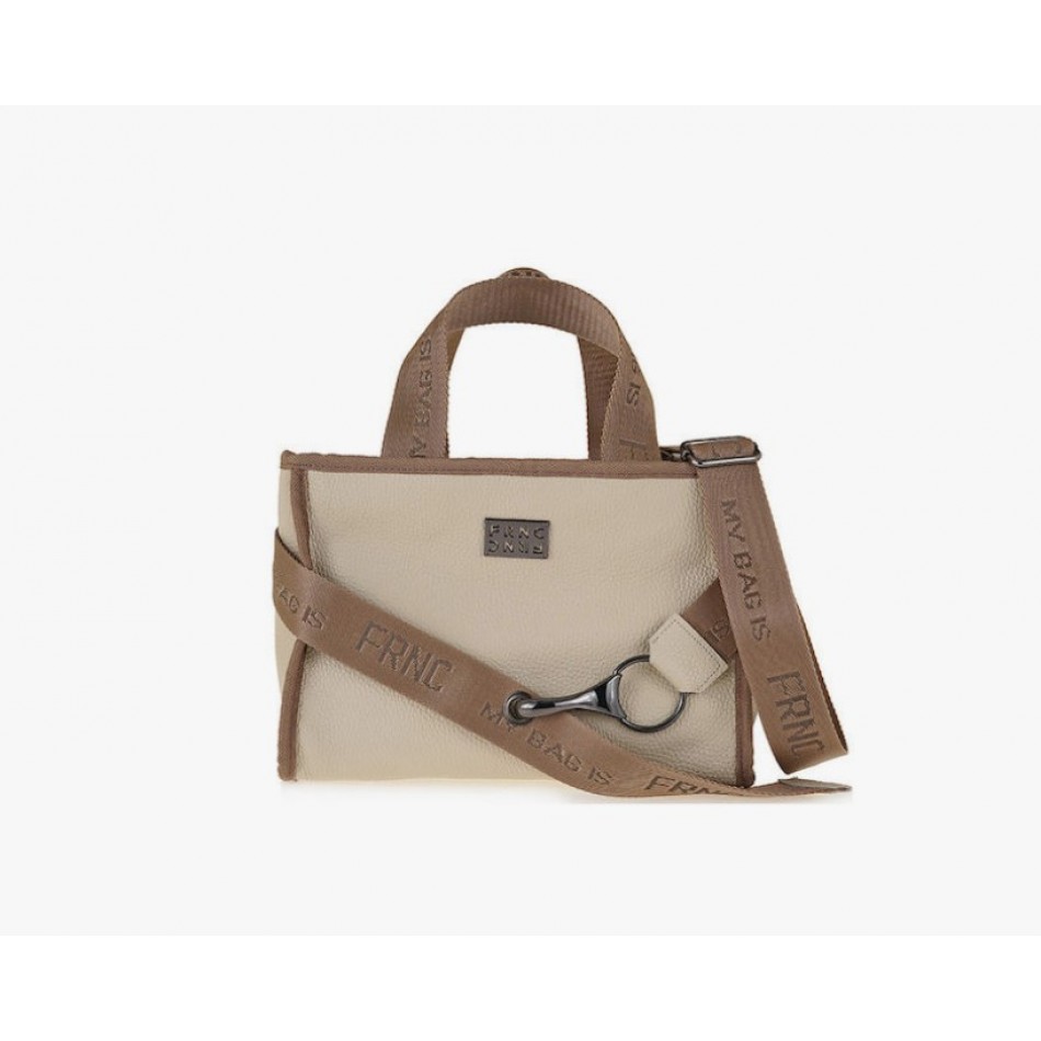 FRNC Γυναικεία Τσάντα Ώμου/Χιαστί Δερμάτινη Beige 3761 BG