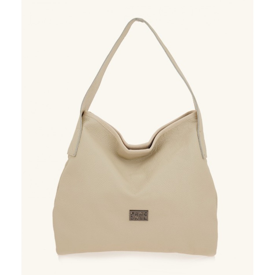 FRNC Γυναικεία Τσάντα Ώμου Δερμάτινη Beige 3770 BG