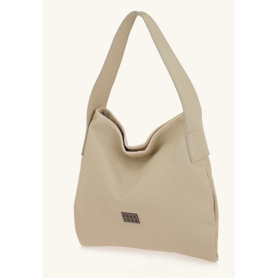 FRNC Γυναικεία Τσάντα Ώμου Δερμάτινη Beige 3770 BG