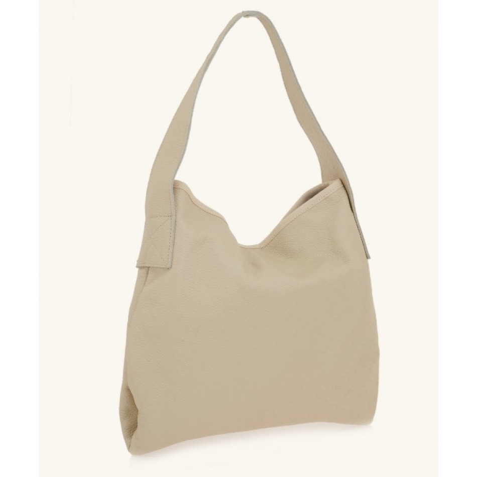 FRNC Γυναικεία Τσάντα Ώμου Δερμάτινη Beige 3770 BG