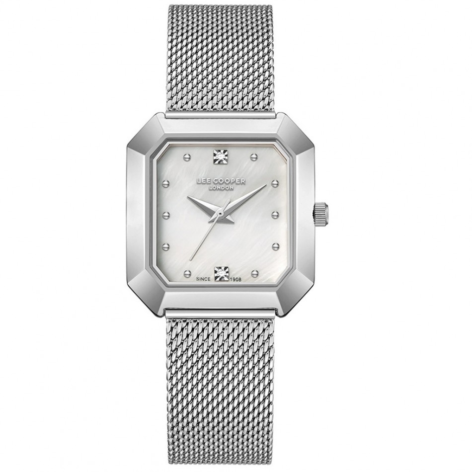 Lee Cooper Crystals Ρολόι με Ασημί Μεταλλικό Μπρασελέ LC08027.320