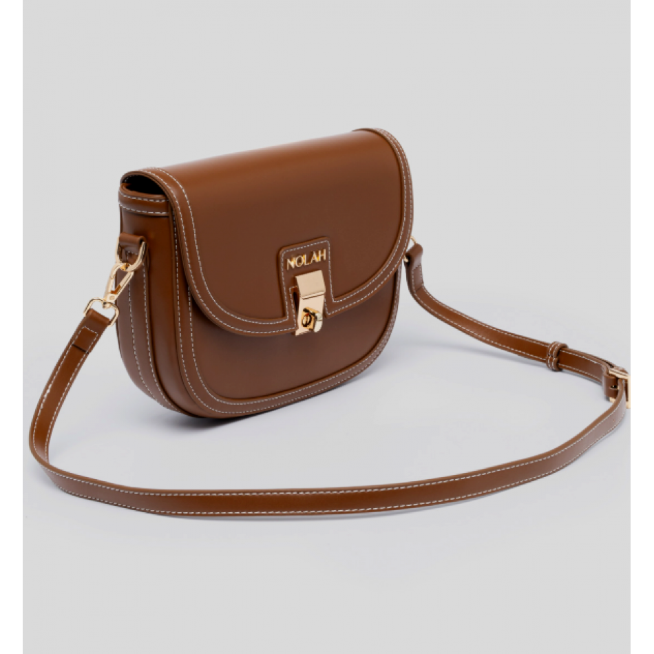 Nolah Madrid Γυναικεία Τσάντα Ώμου/Χιαστί Brown Light Gold