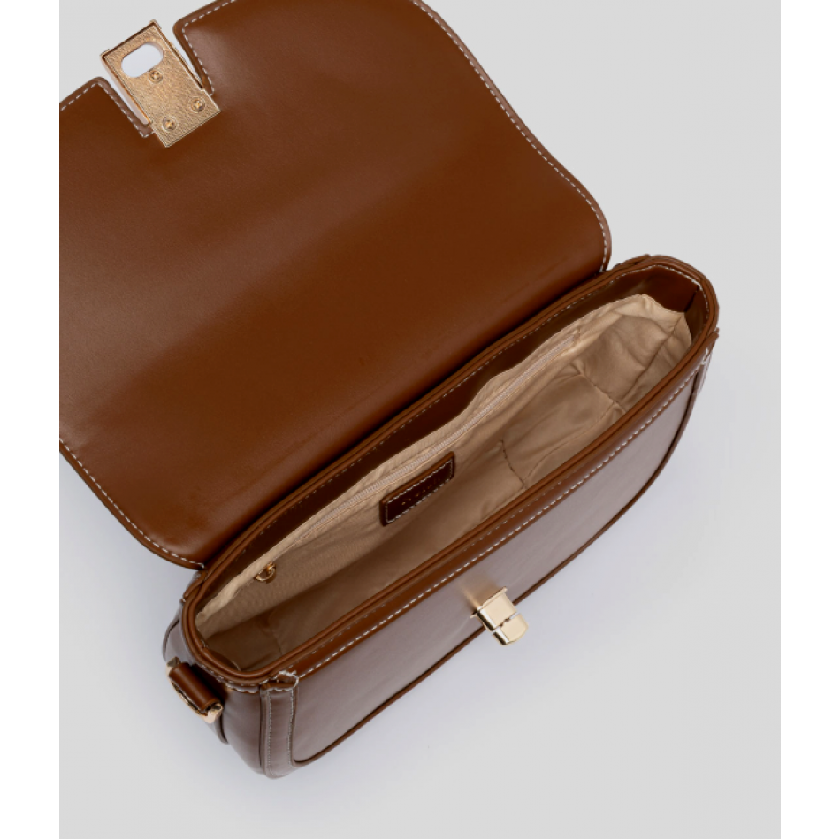 Nolah Madrid Γυναικεία Τσάντα Ώμου/Χιαστί Brown Light Gold
