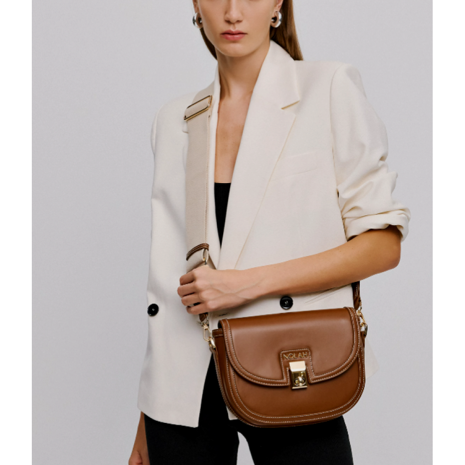 Nolah Madrid Γυναικεία Τσάντα Ώμου/Χιαστί Brown Light Gold