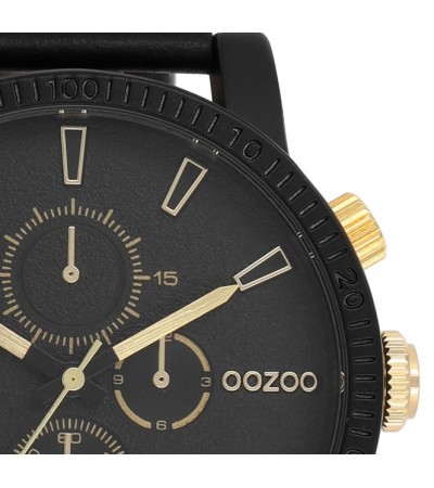 Oozoo Timepieces  Ρολόι Μπαταρίας με Μαύρο Δερμάτινο Λουράκι C11212