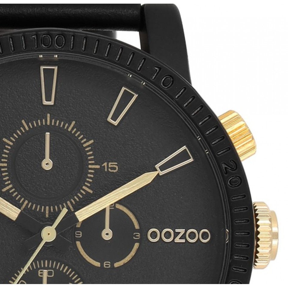 Oozoo Timepieces  Ρολόι Μπαταρίας με Μαύρο Δερμάτινο Λουράκι C11212
