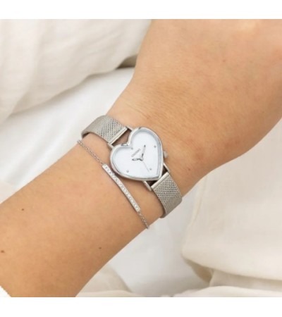 Oozoo  Timepieces Ρολόι  Με Ασημί Μεταλλικό Μπρασελέ C11413