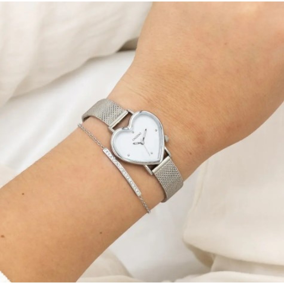 Oozoo  Timepieces Ρολόι  Με Ασημί Μεταλλικό Μπρασελέ C11413
