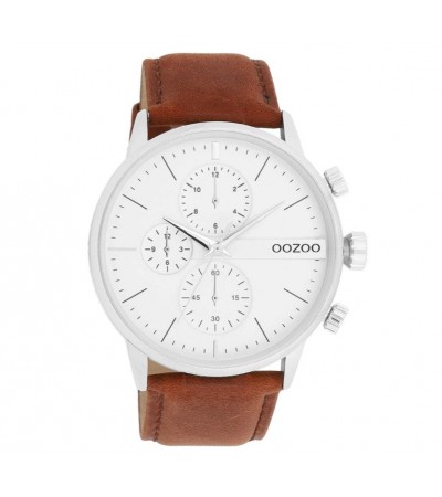 Oozoo Timepieces Με Καφέ Δερμάτινο Λουράκι C11220 