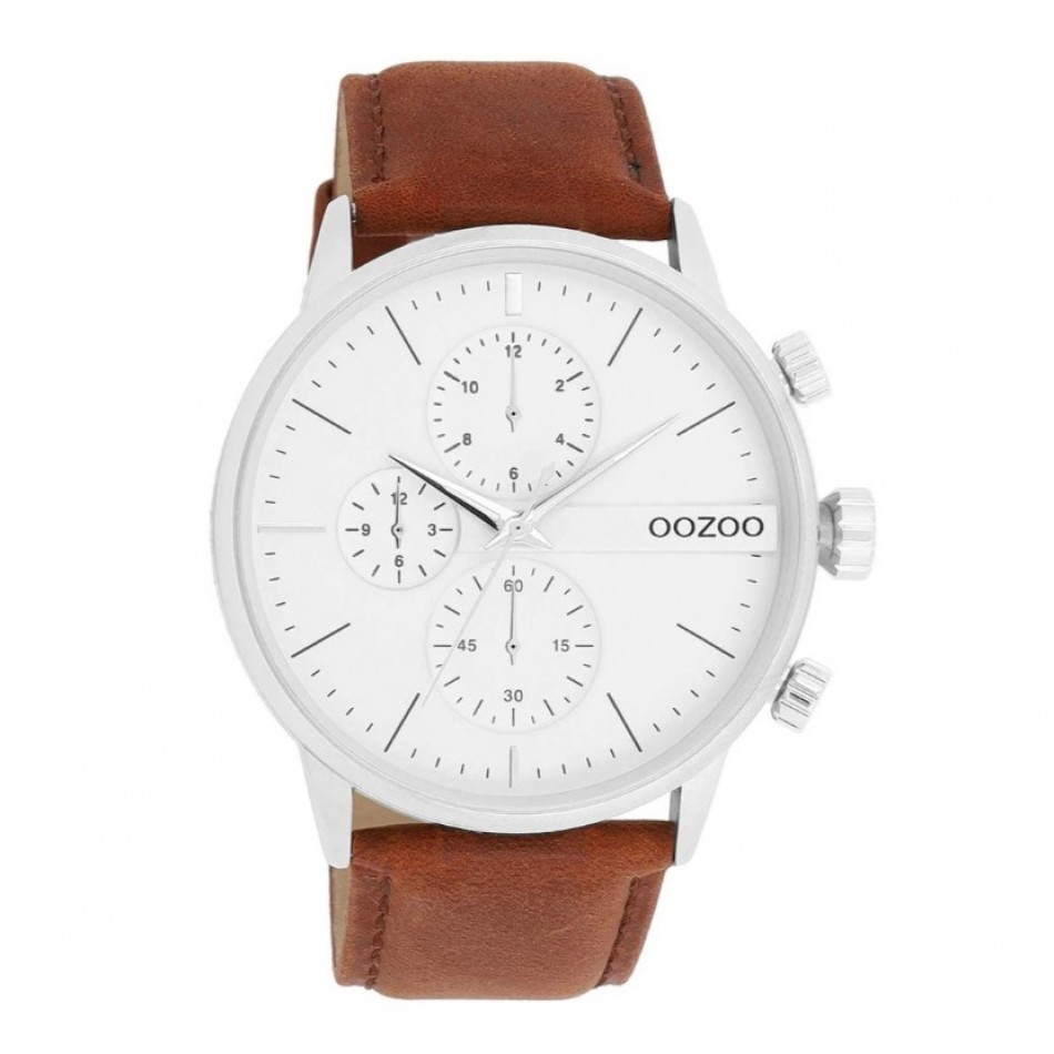 Oozoo Timepieces Με Καφέ Δερμάτινο Λουράκι C11220 