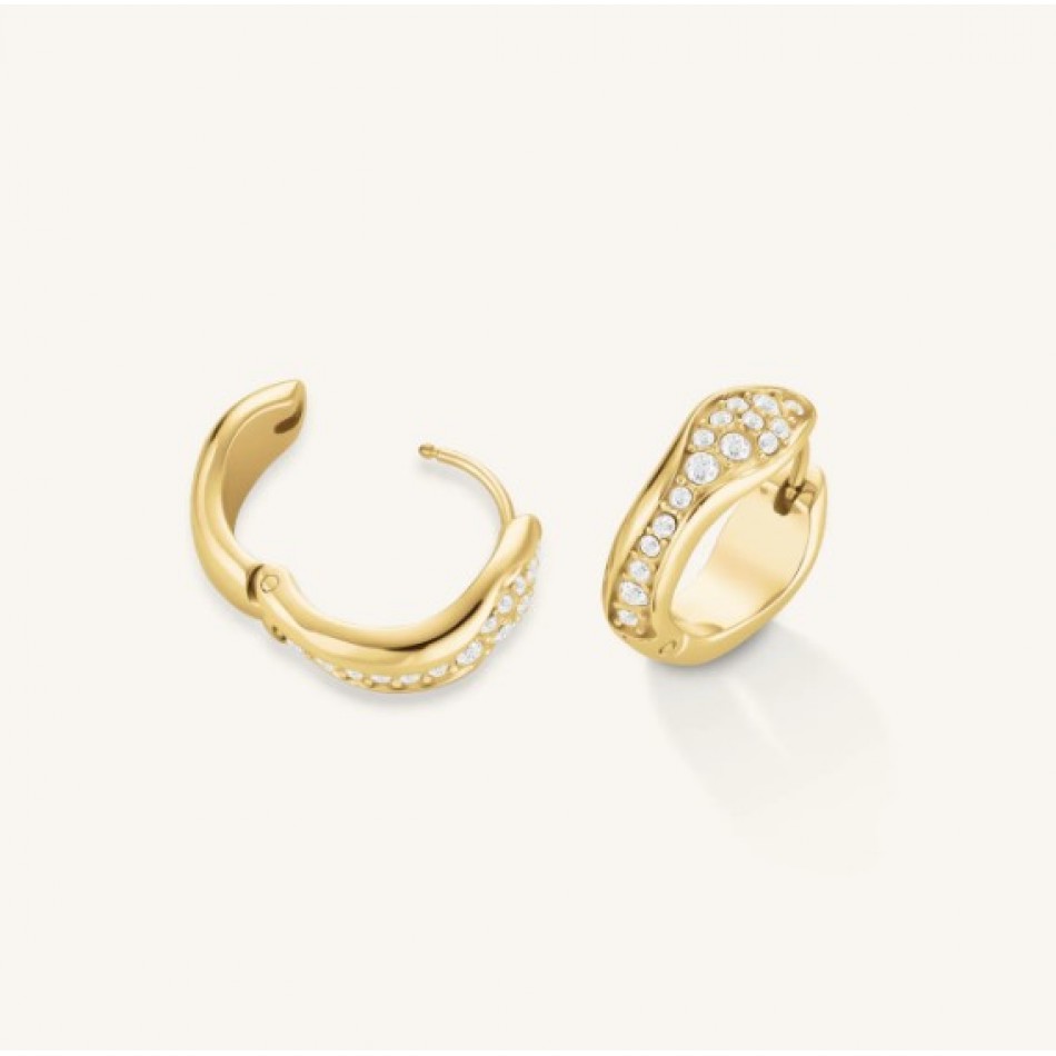 Σκουλαρίκια Rosefield Pave Fluid Hoops JEPFG-J1226