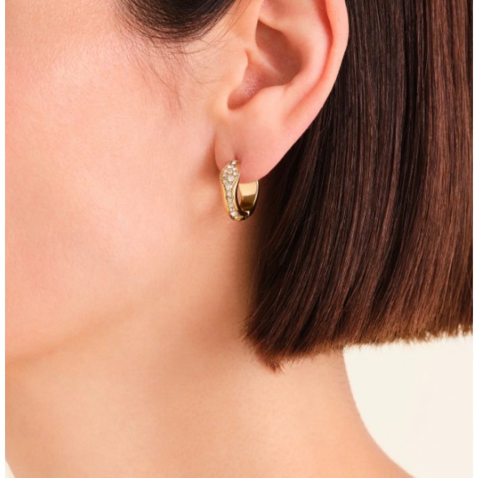 Σκουλαρίκια Rosefield Pave Fluid Hoops JEPFG-J1226