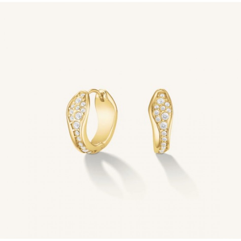 Σκουλαρίκια Rosefield Pave Fluid Hoops JEPFG-J1226
