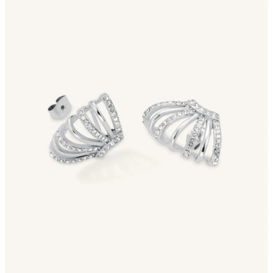 Σκουλαρίκια Rosefield Caged Crystal Silver JECCS-J1030