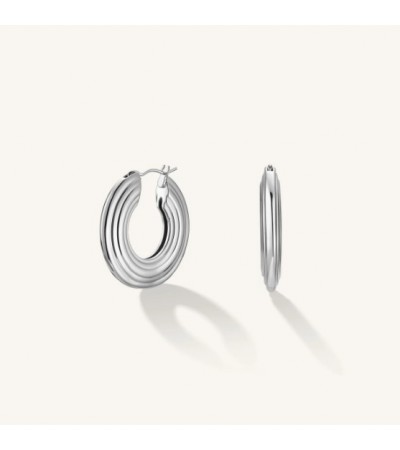 Σκουλαρίκια Rosefield Flat Striped Hoops Silver JESHS-J980