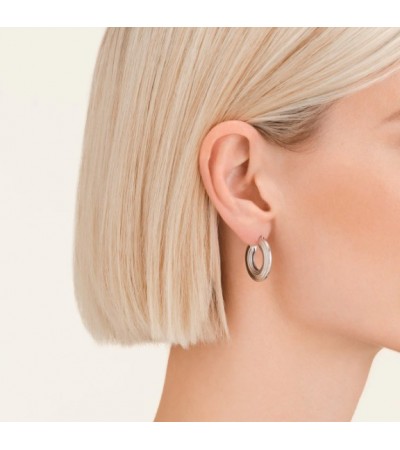 Σκουλαρίκια Rosefield Flat Striped Hoops Silver JESHS-J980