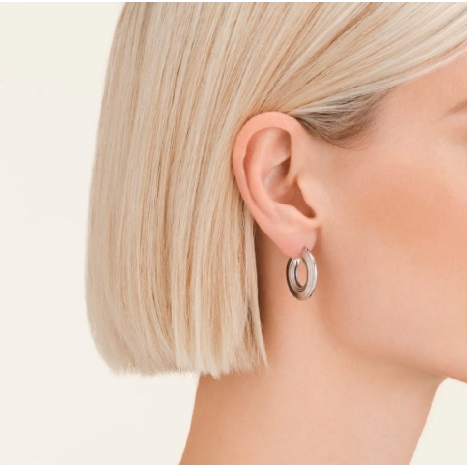 Σκουλαρίκια Rosefield Flat Striped Hoops Silver JESHS-J980