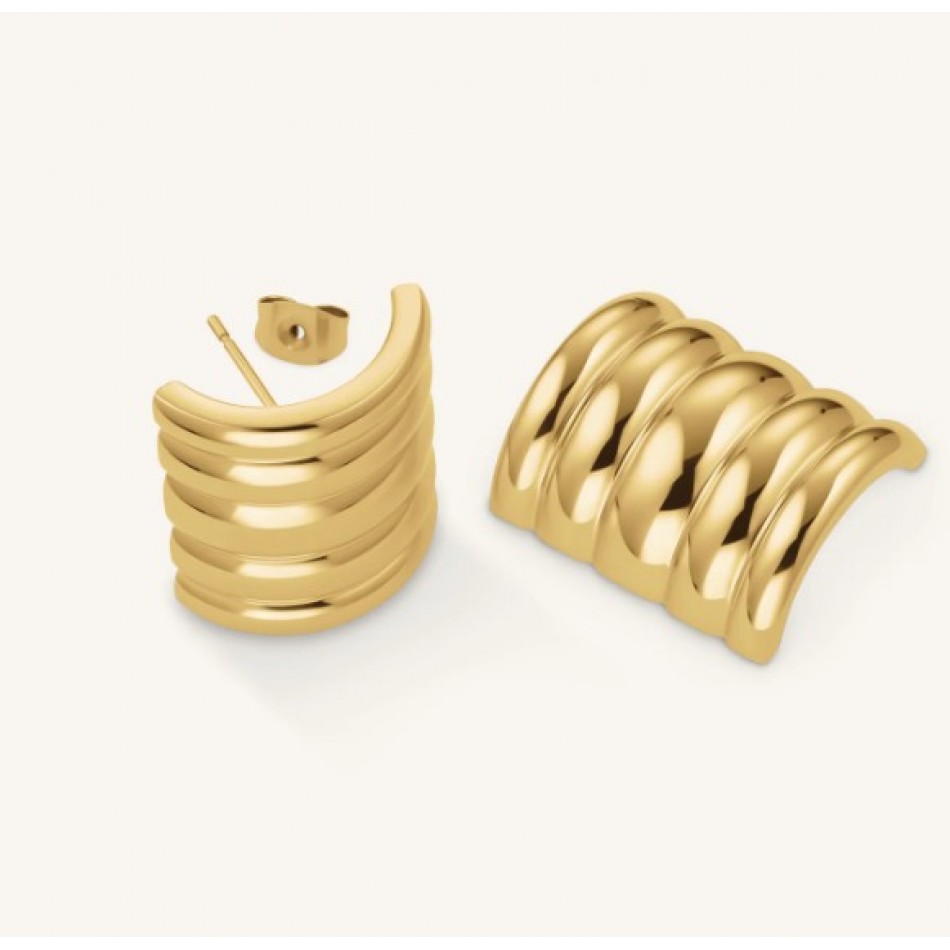 Σκουλαρίκια Rosefield Ribbed Gold JEREG-J966