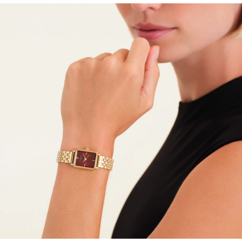 Rosefield Octagon XS Burgundy Με Χρυσό Μεταλλικό Μπρασελέ OBGSG-083