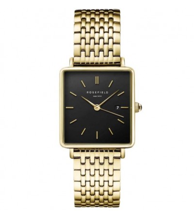 Ρολόι Rosefield Boxy Black Gold QBSG-Q017 Με Χρυσό Μπρασελέ