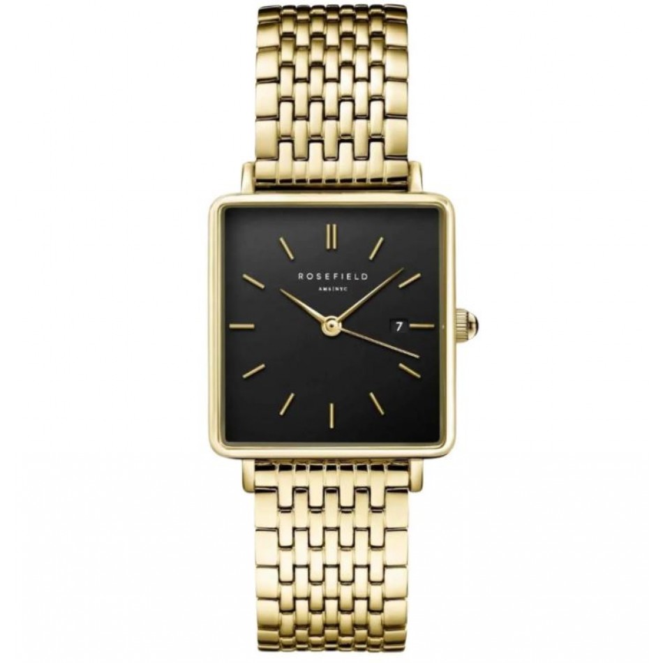 Ρολόι Rosefield Boxy Black Gold QBSG-Q017 Με Χρυσό Μπρασελέ