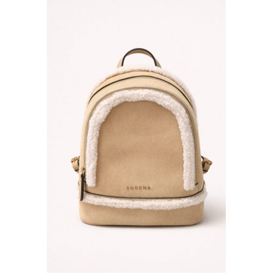 SORENA VALENTINA SUEDE BEIZE BACKPACK