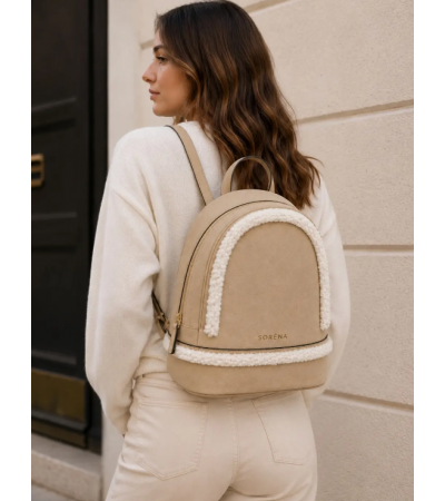 SORENA VALENTINA SUEDE BEIZE BACKPACK