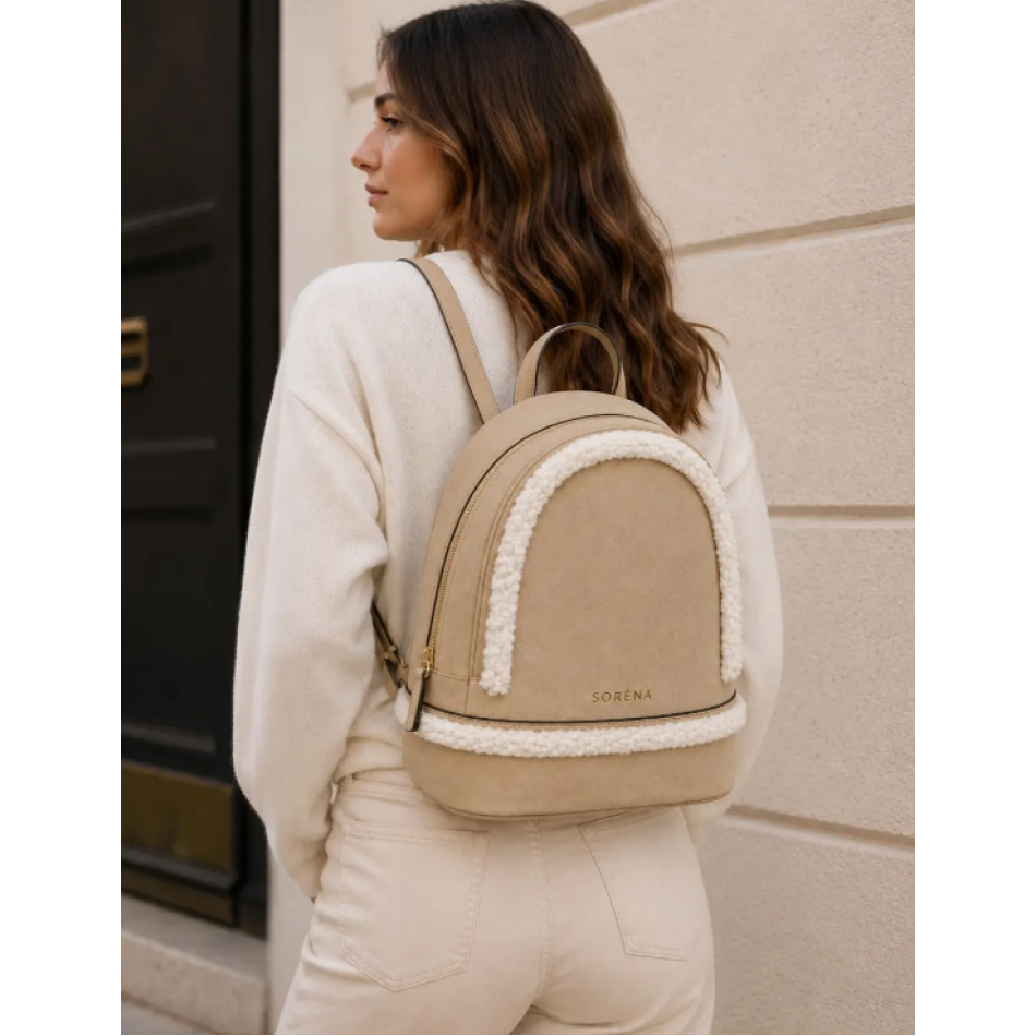 SORENA VALENTINA SUEDE BEIZE BACKPACK