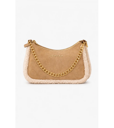 SORENA VALENTINA SUEDE BEIZE CROSSBODY BAG