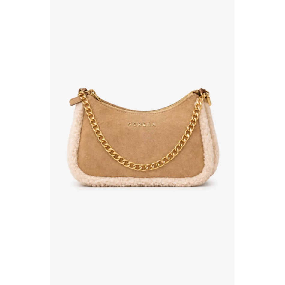 SORENA VALENTINA SUEDE BEIZE CROSSBODY BAG