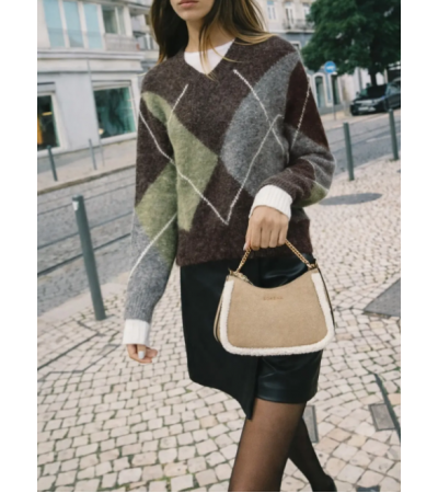 SORENA VALENTINA SUEDE BEIZE CROSSBODY BAG