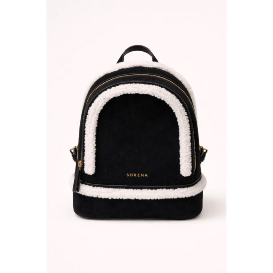 SORENA VALENTINA SUEDE BLACK BACKPACK