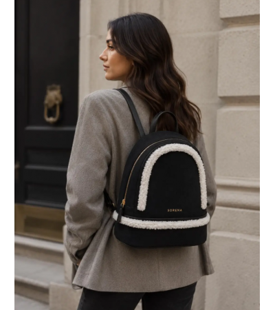 SORENA VALENTINA SUEDE BLACK BACKPACK