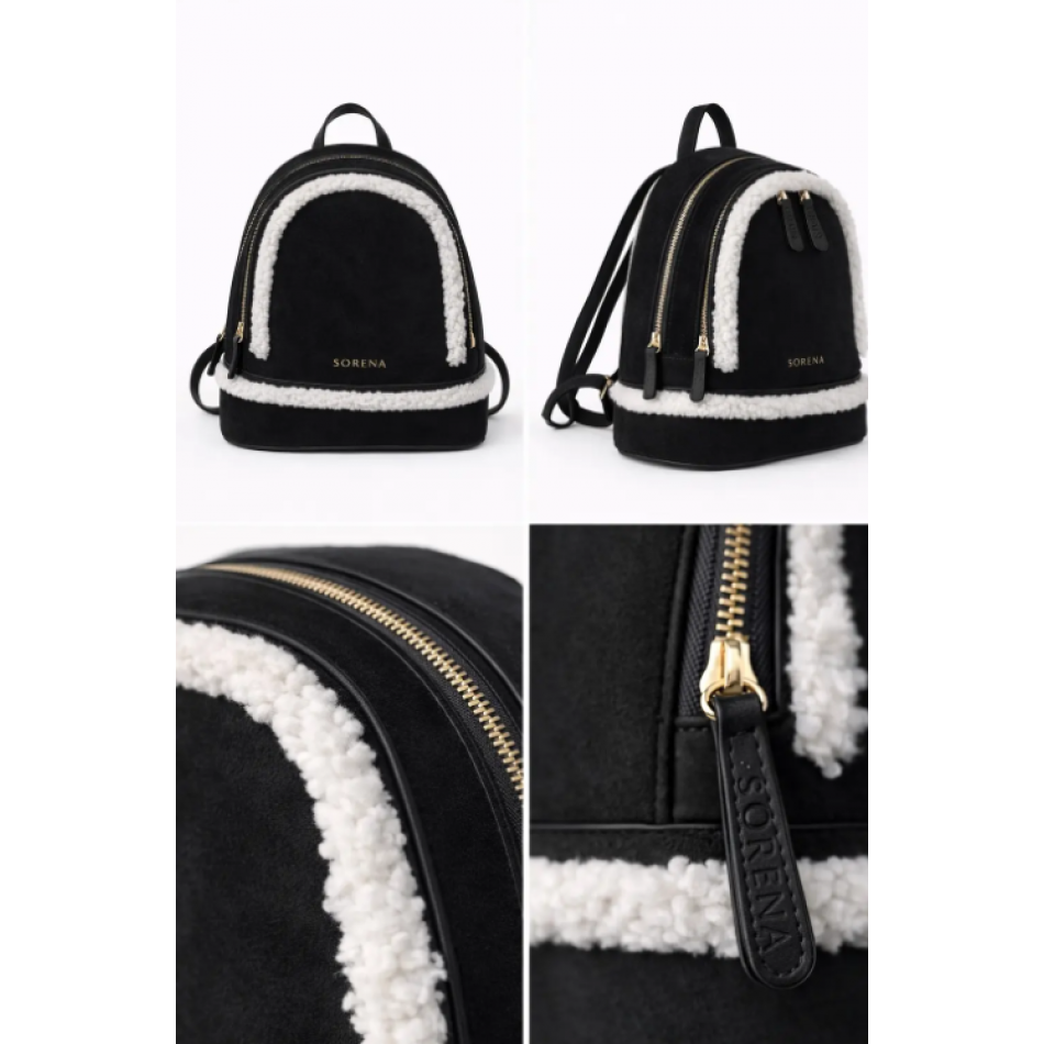 SORENA VALENTINA SUEDE BLACK BACKPACK