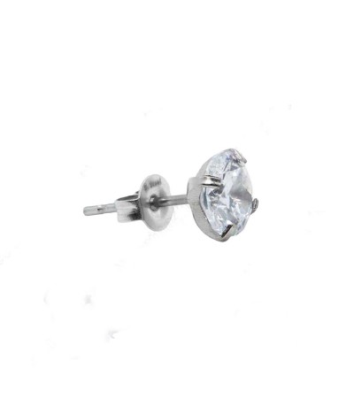 Σκουλαρίκι αυτιού από χειρoυργικό ατσάλι σε ασημί χρώμα με λευκό Zircon 4mm ER-0080