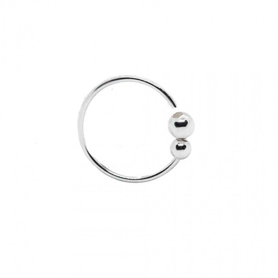 Σκουλαρίκι Μύτης Κρίκος Διπλή Μπίλια από Ασήμι